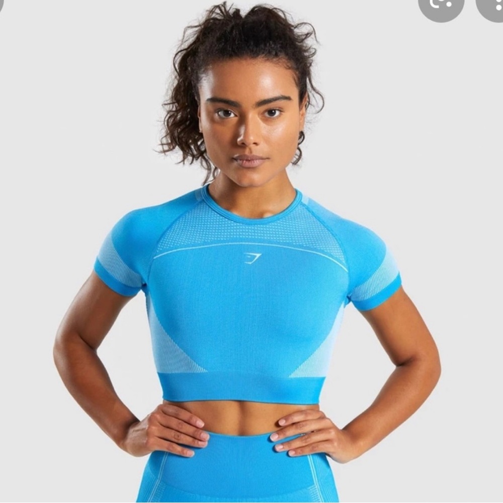 GYMSHARK Ultra Seamless Crop Top - Blue